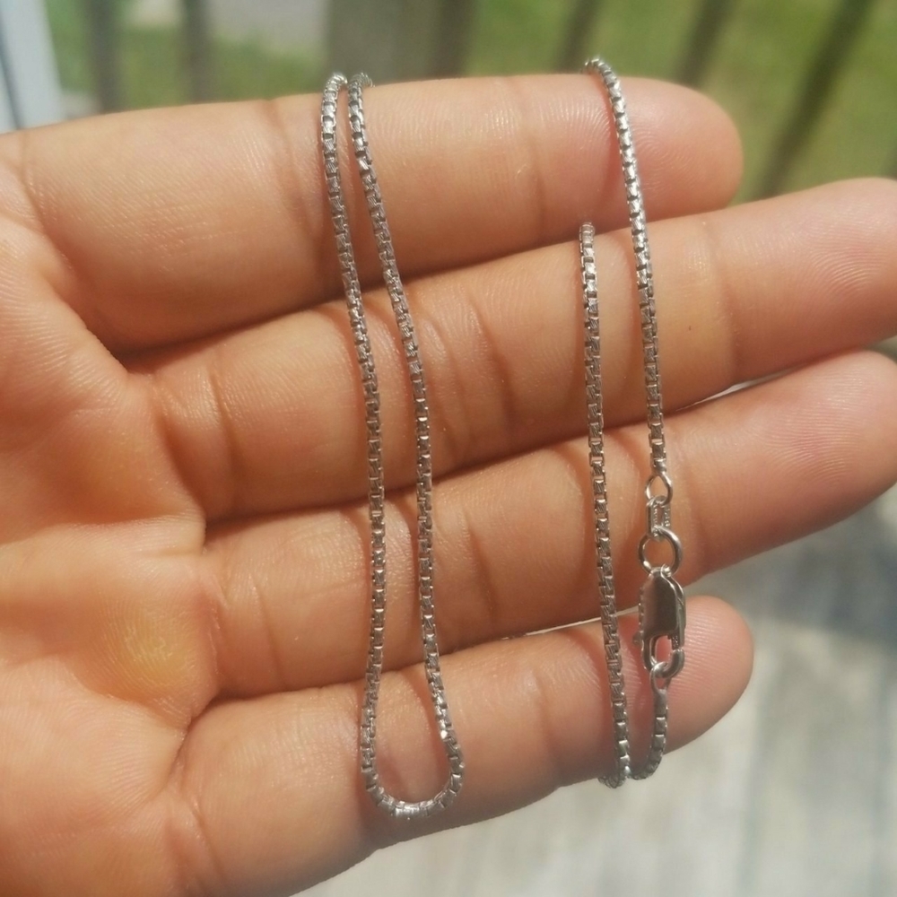 Sterling Silver 925 Rhodium finish Round Box chain
